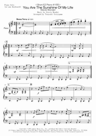 You Are The Sunshine Of My Life (arr. Tsuyoshi Yoroiguma)