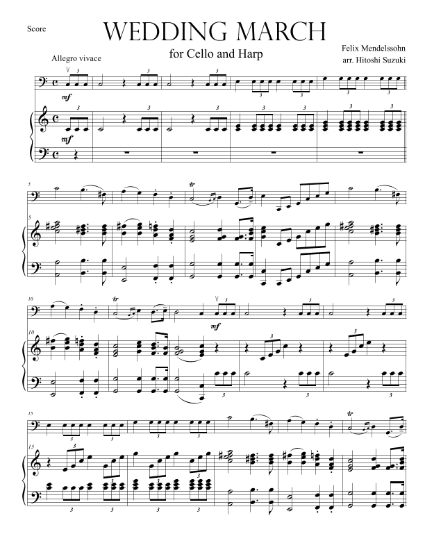 Wedding March for Cello-Harp Duo (arr. Hitoshi Suzuki)