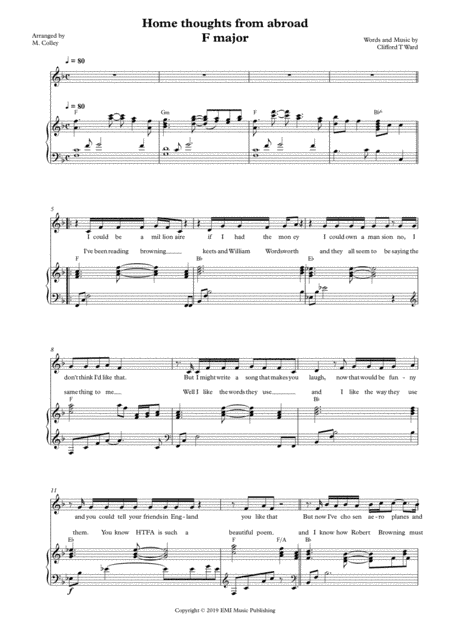 Home Thoughts From Abroad (arr. M Colley)