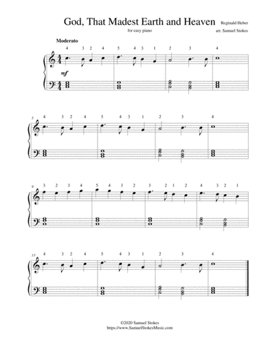 God, That Madest Earth and Heaven - for easy piano (arr. Samuel Stokes)