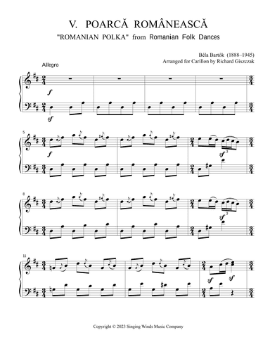 V. POARCA ROMÂNEASCA (Romanian Polka) from "Romanian Folk Dances" (arr. Richard Giszczak)