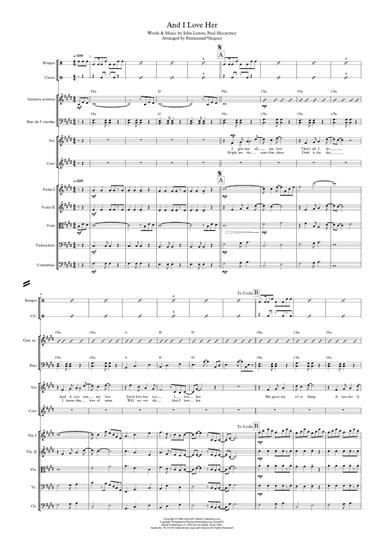 And I Love Her (arr. EMMANUEL  CHRISTIAN MIGUEL VAZQUEZ)