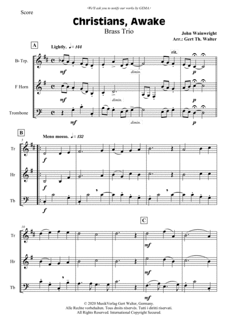 Christians, Awake, Salute The Happy Morn (arr. Gert Th. Walter)