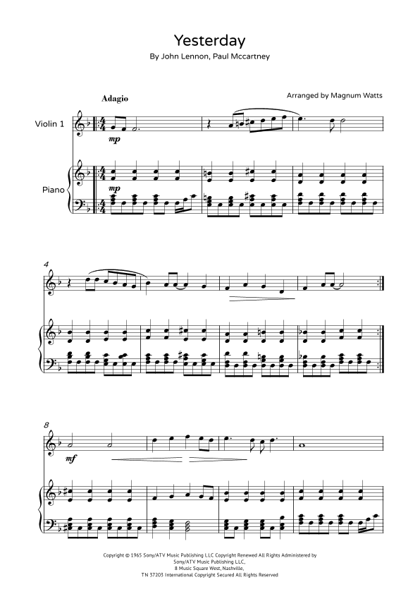 Yesterday (arr. Magnum Watts)