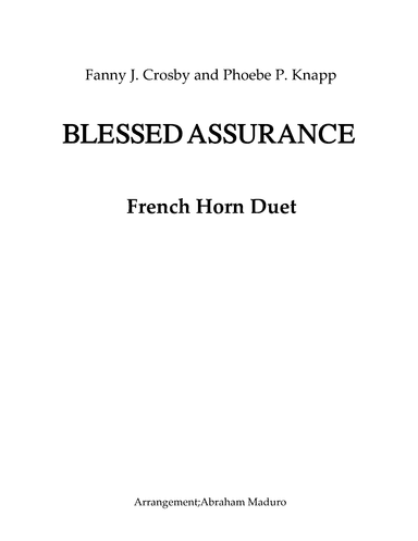 Blessed Assurance French Horn Duet (arr. Abraham Maduro)