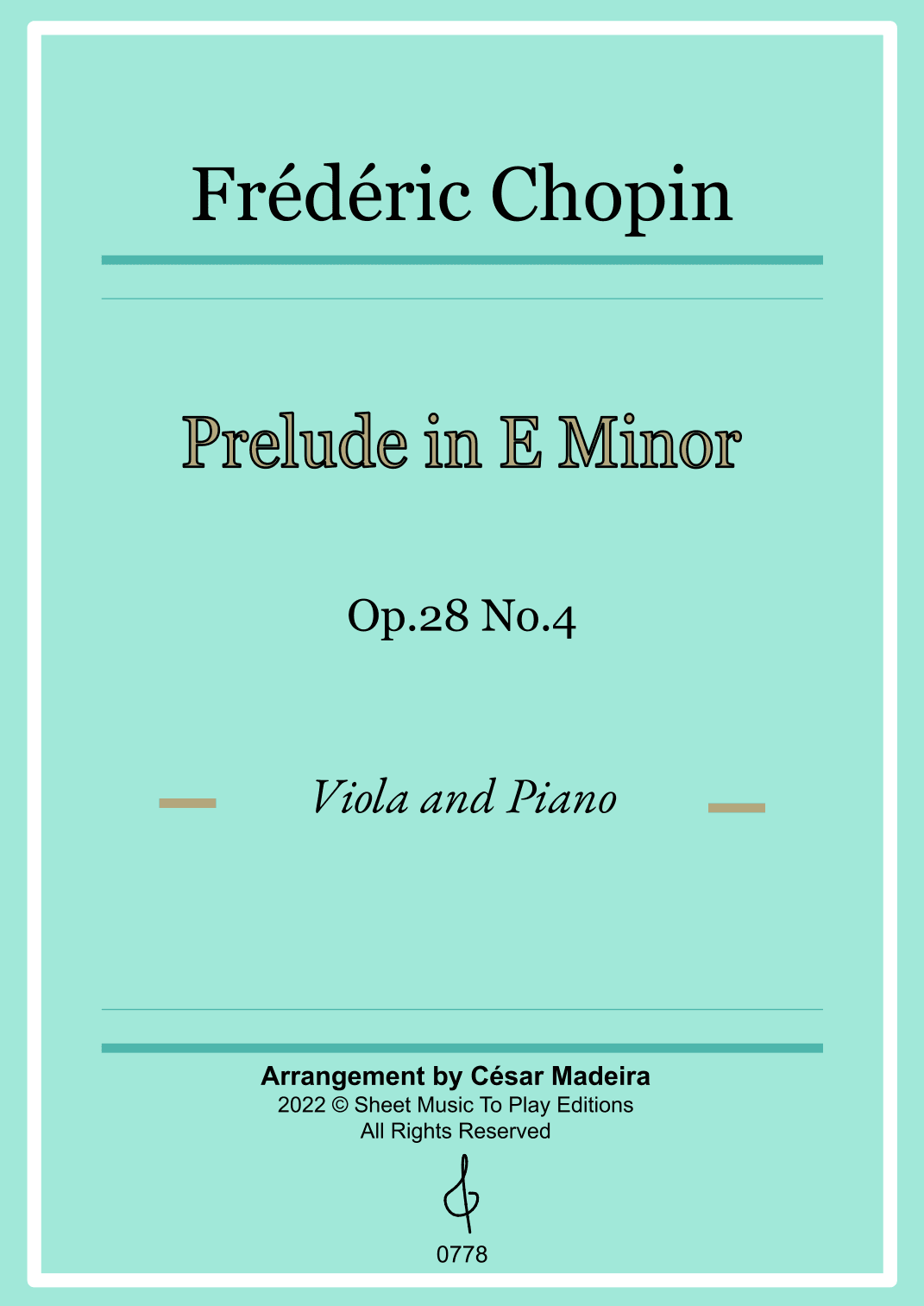 Prelude in E minor by Chopin - Viola and Piano (Full Score) (arr. César Madeira)
