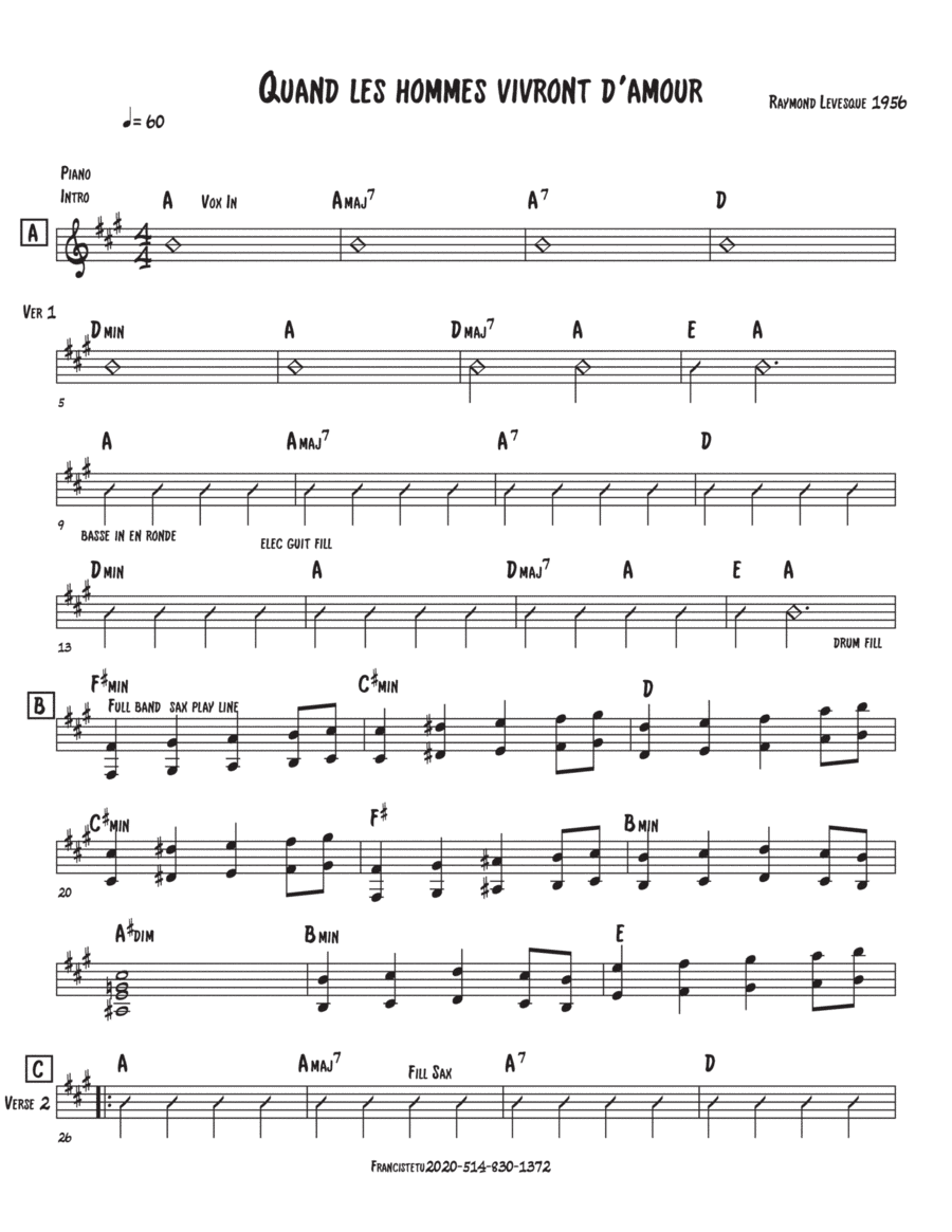 Quand les hommes vivront d'amour (arr. Francis Tétu)