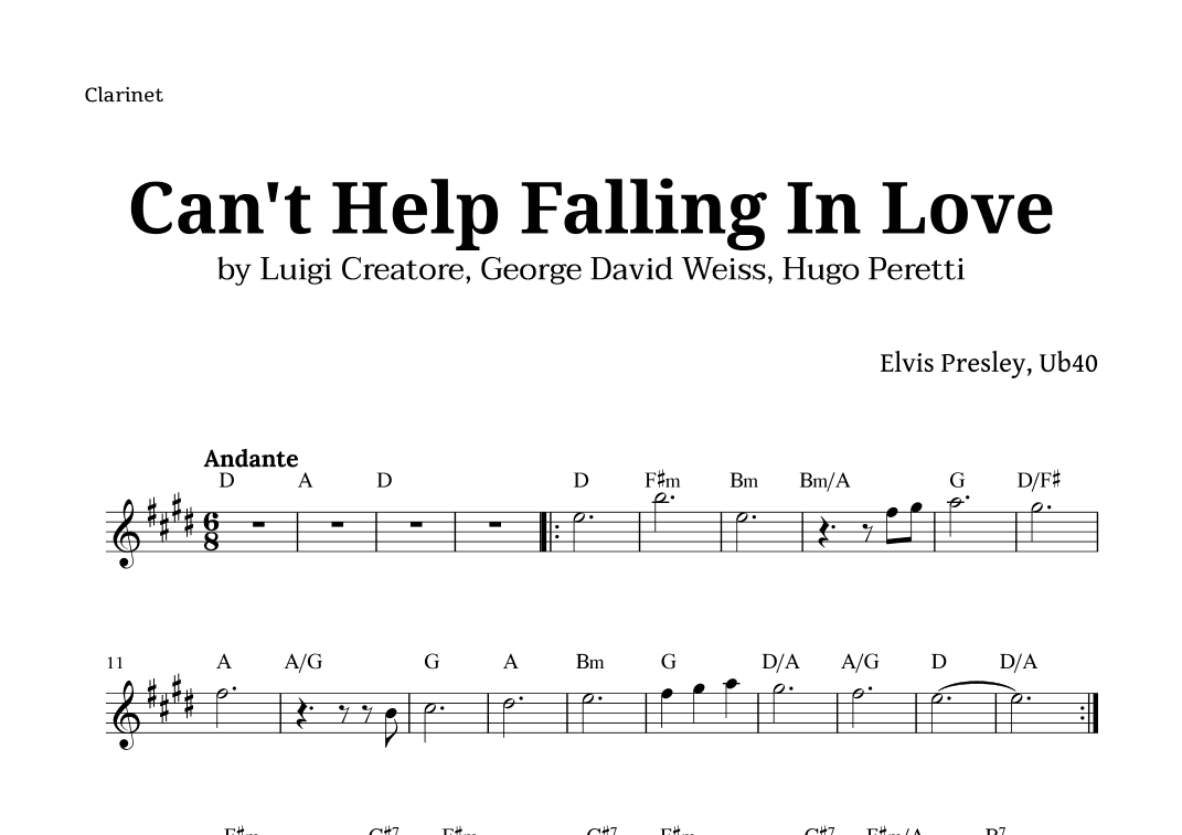 Can't Help Falling In Love (arr. Langanho)