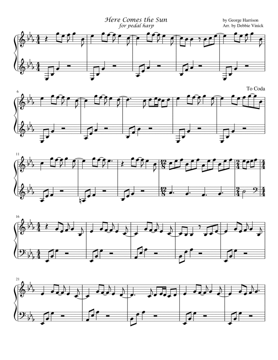 Here Comes The Sun (arr. Debbie Vinick)