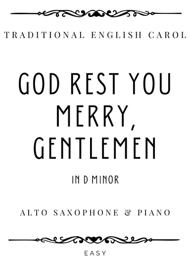 God Rest You Merry, Gentlemen in D minor - Easy (arr. Piacere Music Sheets)