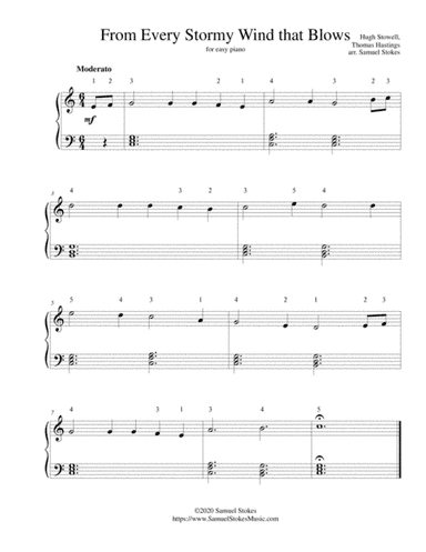 From Every Stormy Wind That Blows - for easy piano (arr. Samuel Stokes)