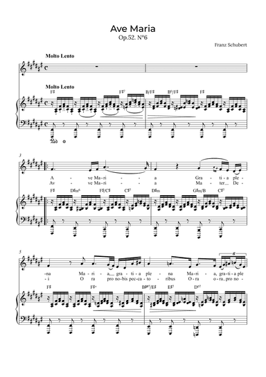 Ave Maria Schubert - Soprano with chords in F# (arr. Alex Nunes Rodrigues)