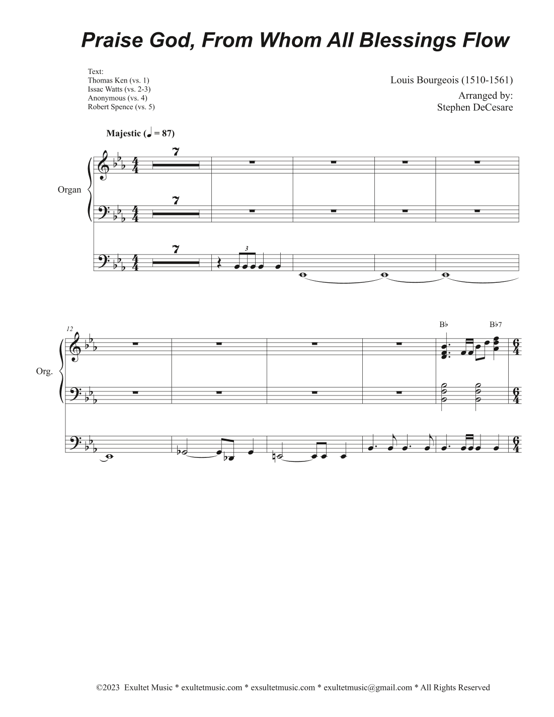 Praise God, From Whom All Blessings Flow (Vocal solo - Medium Key) (Choir/Vocal) (arr. Stephen DeCesare)