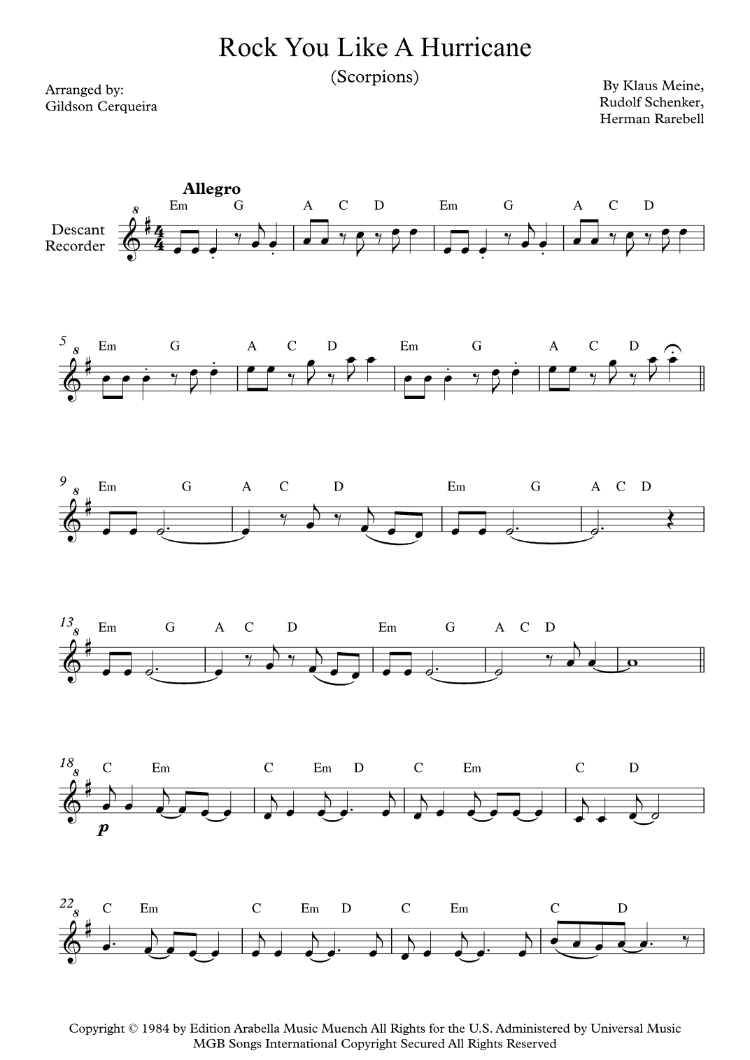 Rock You Like A Hurricane (arr. Gildson Cerqueira)