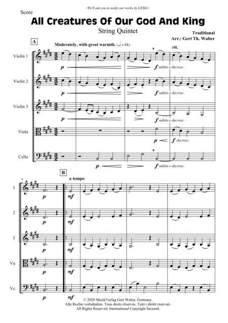 All Creatures Of Our God And King (arr. Gert Th. Walter)