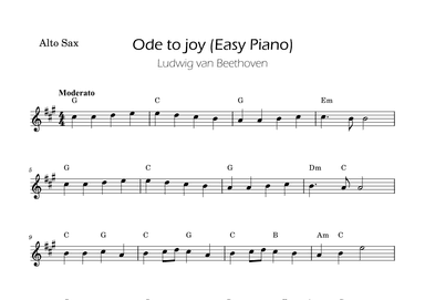 Ode To Joy - Easy Alto Sax w/ piano accompaniment (arr. Ygor Nunes)
