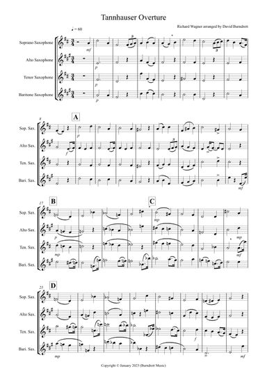 Tannhäuser Overture for Saxophone Quartet (arr. David Burndrett)