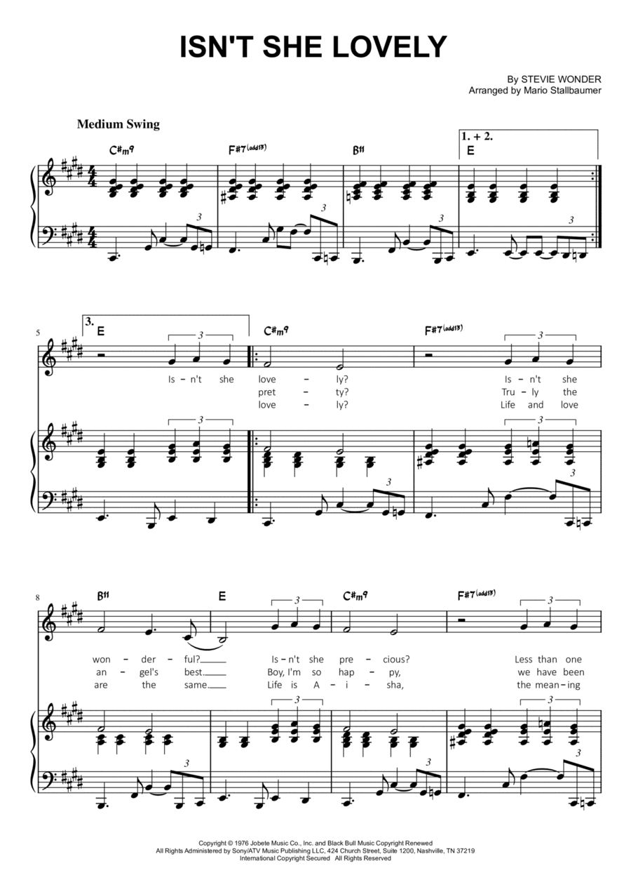 Isn't She Lovely (arr. Mario Stallbaumer)