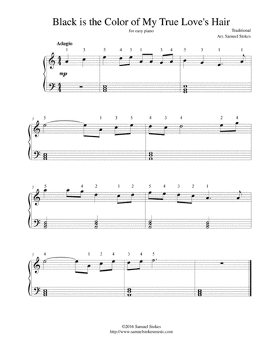 Black is the Color of My True Love's Hair - for easy piano (arr. Samuel Stokes)