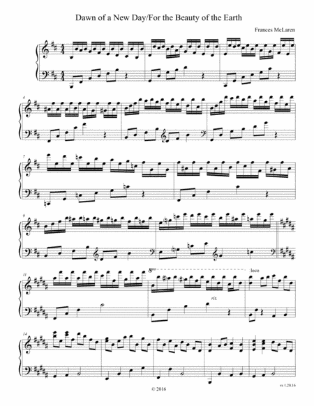 Dawn of a New Day/For the Beauty of the Earth (arr. Frances McLaren)