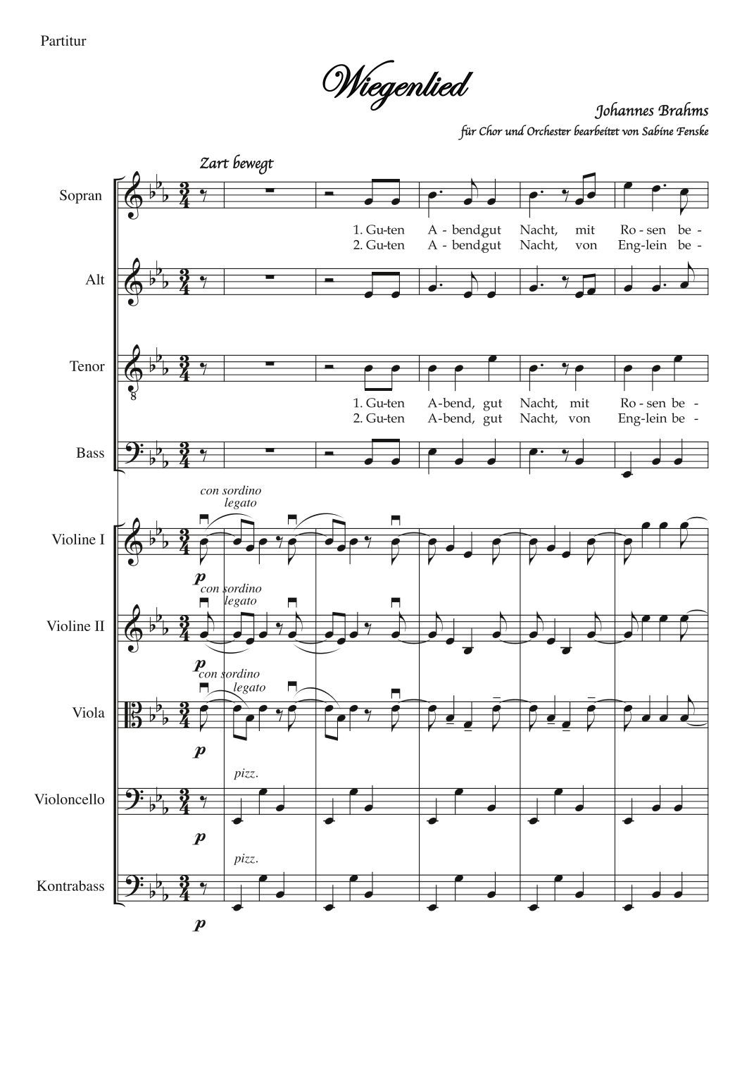 Brahms Wiegenlied/ Lullabye (Guten Abend, gut Nacht) (arr. Sabine Fenske)