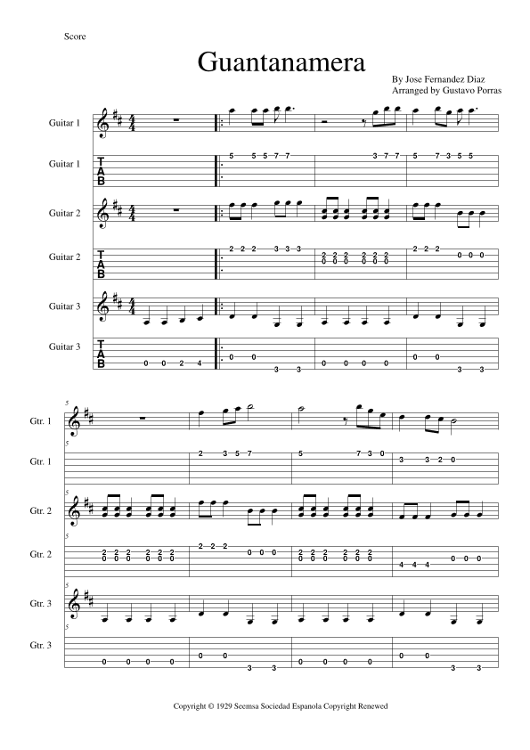 Guantanamera (arr. Gustavo Porras)