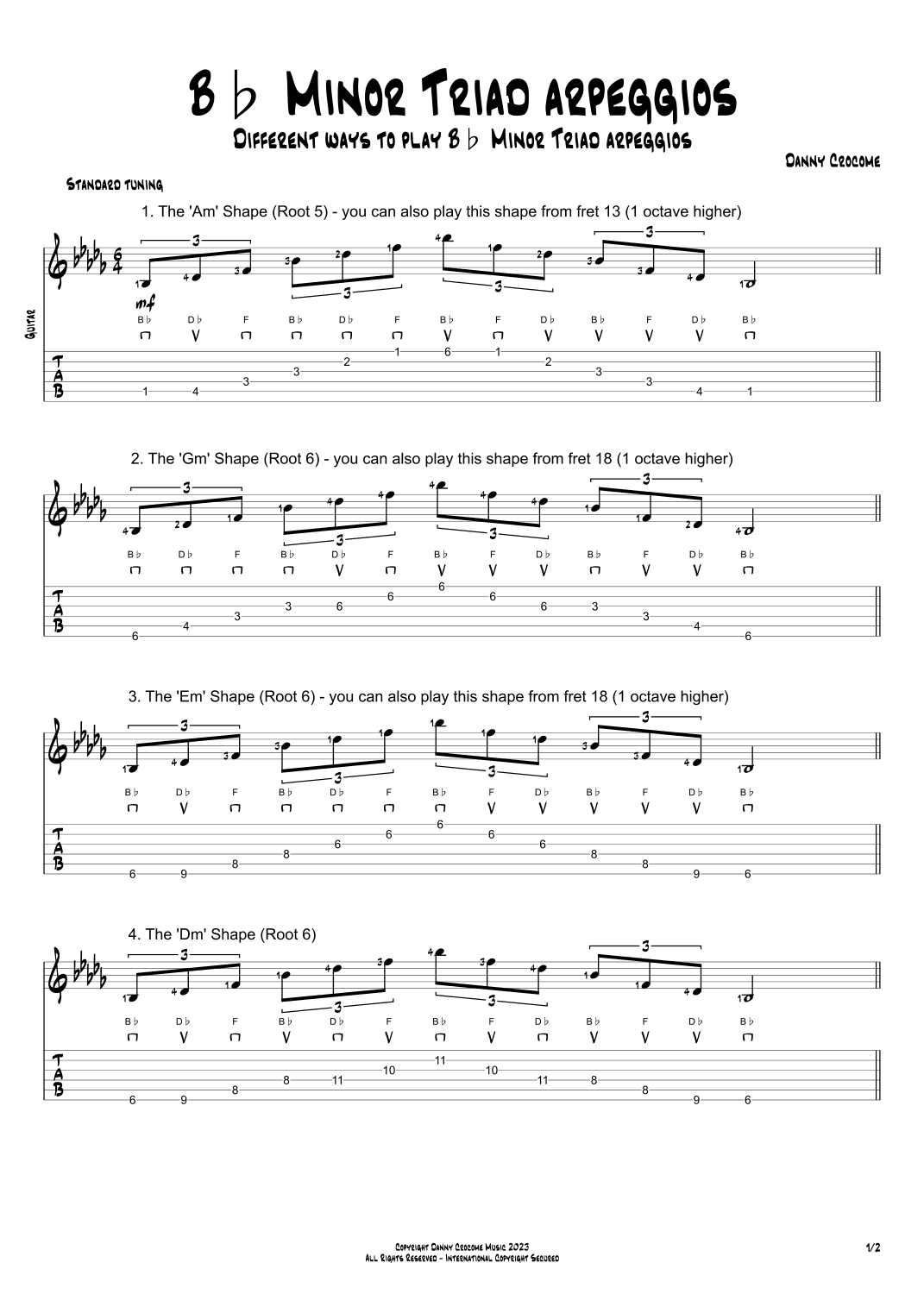 Bb Minor Triad Arpeggios (5 Ways to Play)