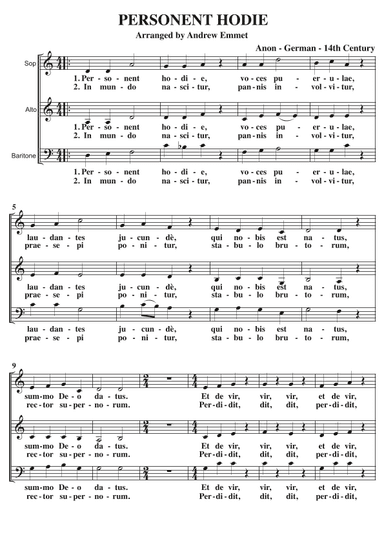 Personent Hodie A Cappella SAB (arr. Andrew Emmet)