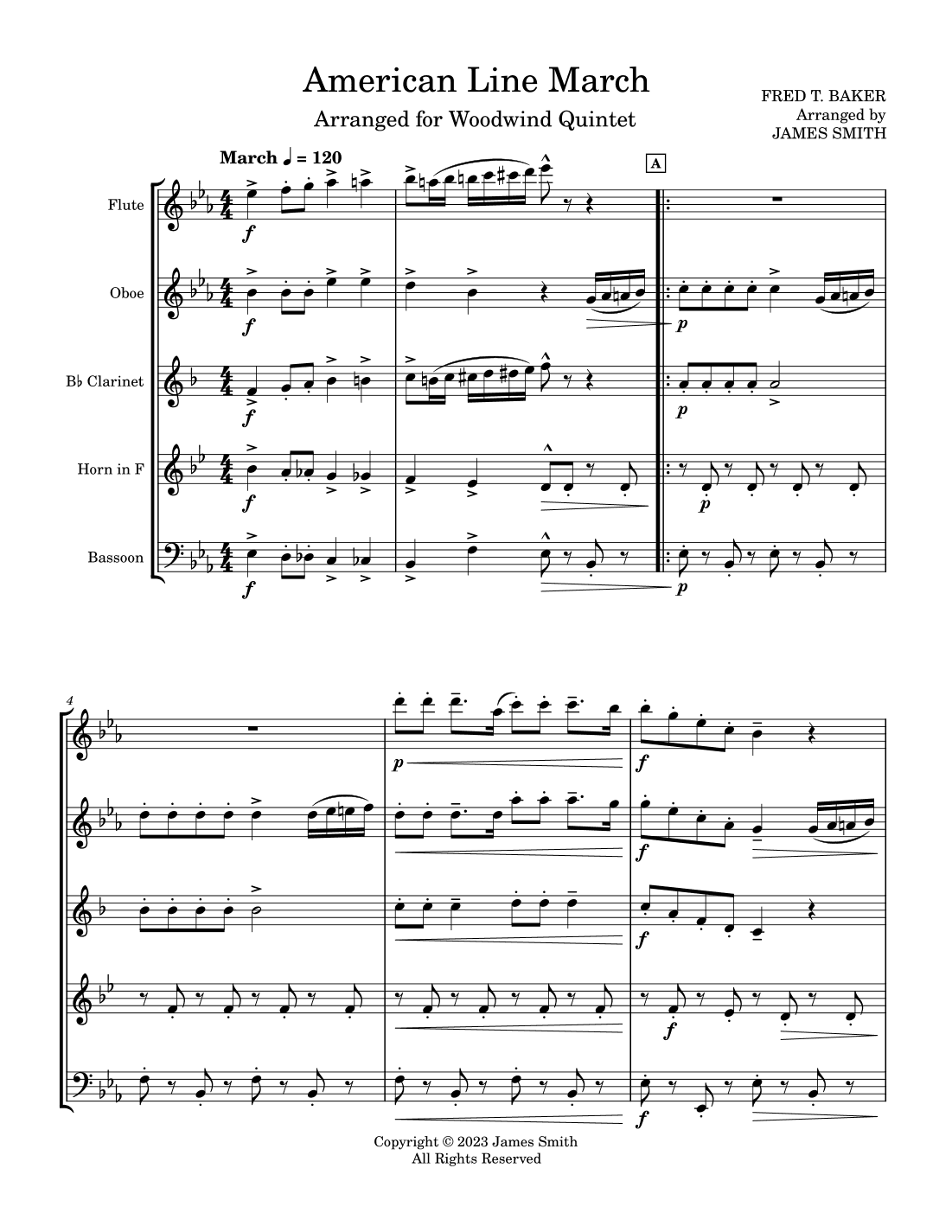 American Line March for Woodwind Quintet (arr. James Smith)