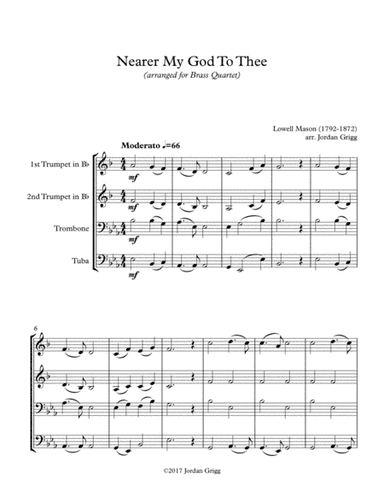 Nearer My God To Thee (Brass Quartet) Score and Parts (arr. Jordan Grigg)