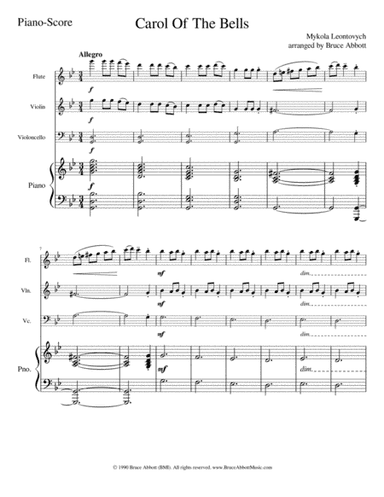 Carol Of The Bells (for Flute, Violin, Cello & Piano) (arr. Bruce Abbott)
