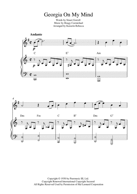 Georgia On My Mind (arr. Kaiserin Rebecca)