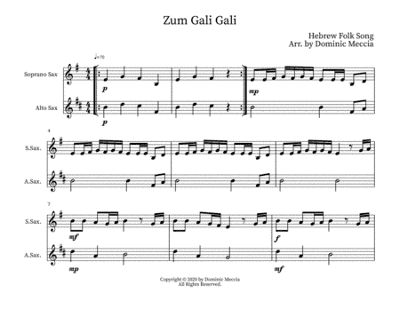 Zum Gali Gali- Soprano Sax and Alto Sax Duet (arr. Dominic Meccia)