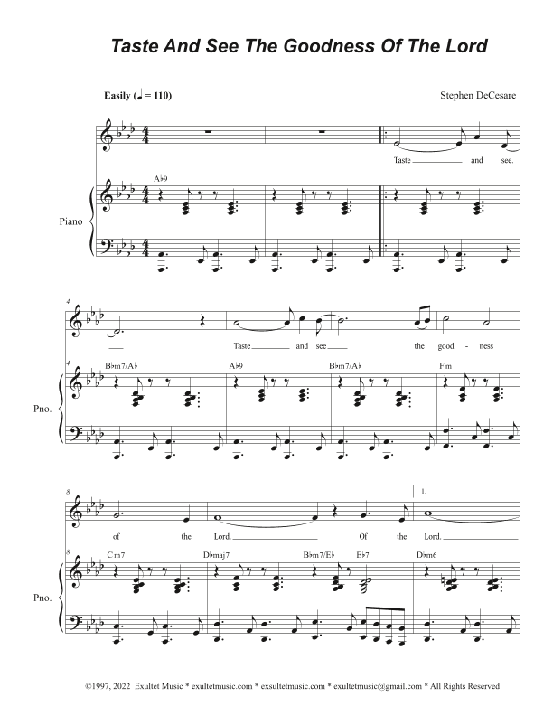 Taste And See The Goodness Of The Lord (Vocal solo)