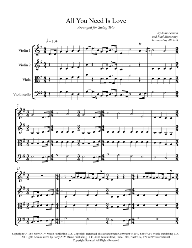 All You Need Is Love (arr. Alicia S.)