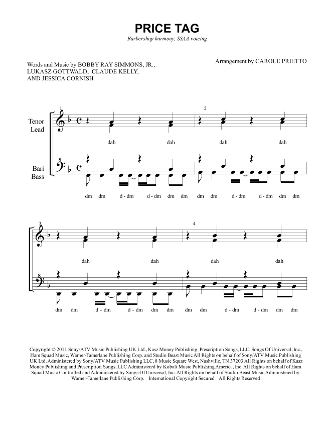 Price Tag (arr. CAROLE PRIETTO)