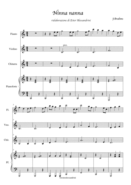 Lullaby - Ninna Nanna (quartet) (arr. Ester Alessandrini)
