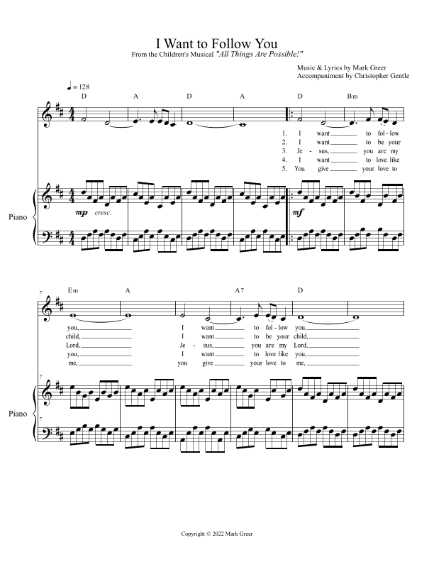 I Want to Follow You - From the Christian Children's Musical, "All Things Are Possible!"