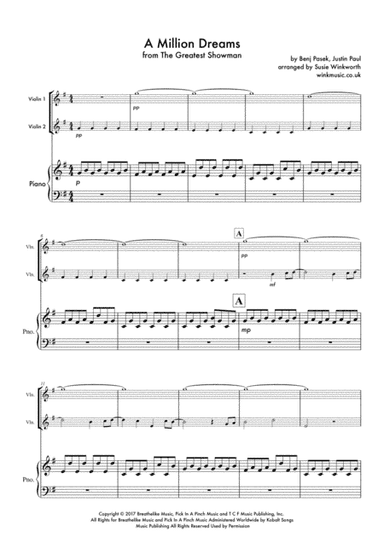 A Million Dreams (arr. Susie Winkworth winkmusic.co.uk)