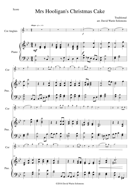 Mrs Hooligan's Christmas Cake for cor anglais and piano (arr. David Warin Solomons)