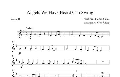 Angels We Have Heard Can Swing - Violin II (arr. Nick Raspa)