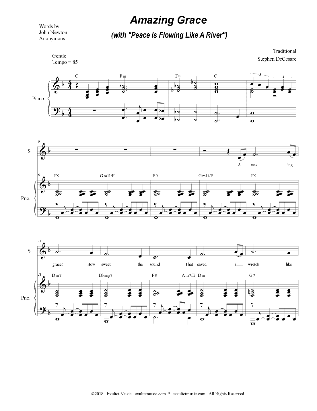 Amazing Grace (with "Peace Is Flowing Like A River") (2-part choir (SA) (arr. Stephen DeCesare)