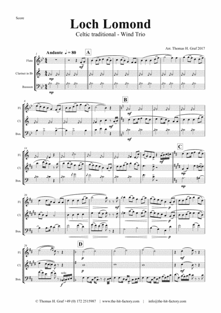 Loch Lomond - Celtic Traditional - Wind Trio (arr. Thomas H. Graf)