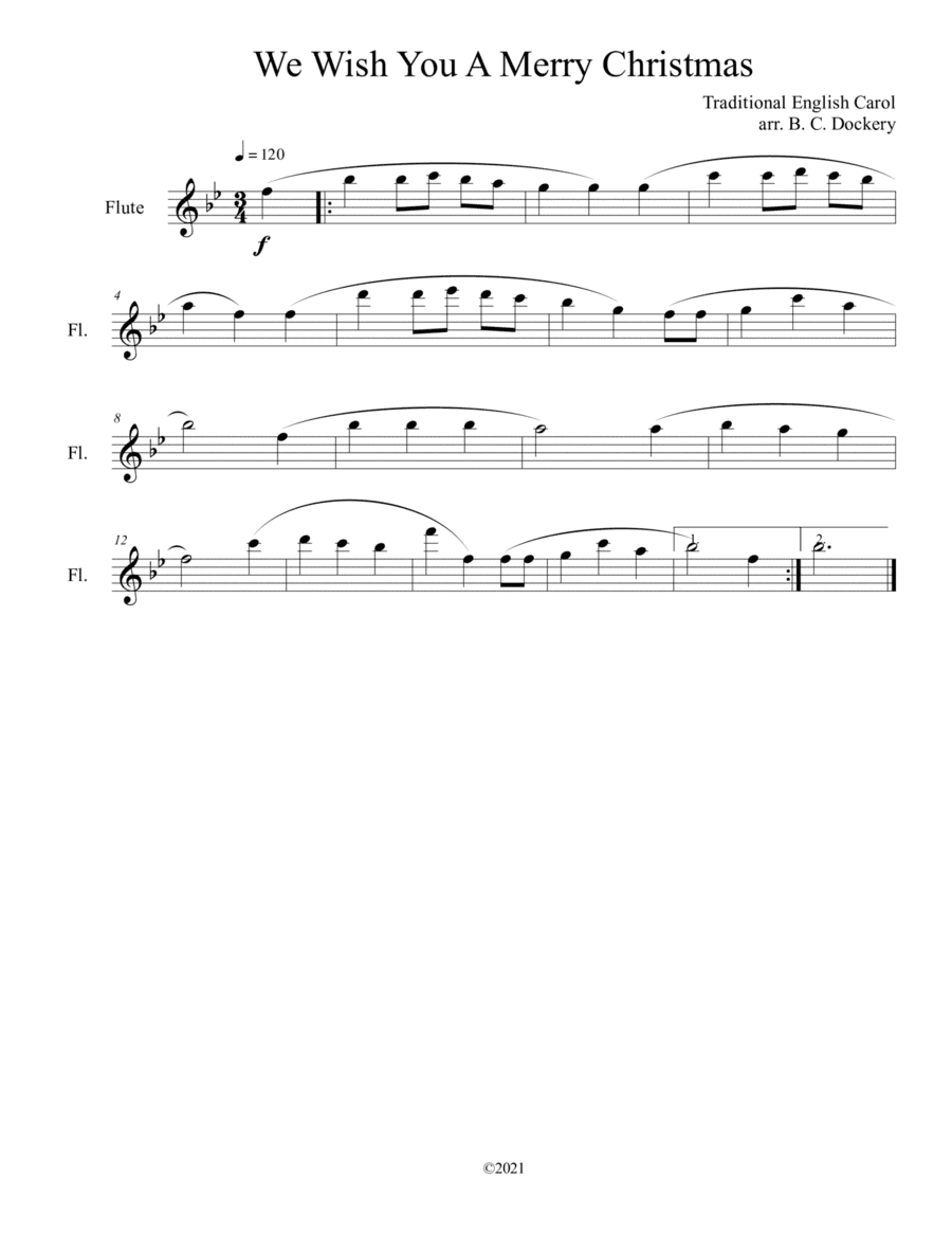 We Wish You A Merry Christmas (Flute Solo) (arr. B. C. Dockery)