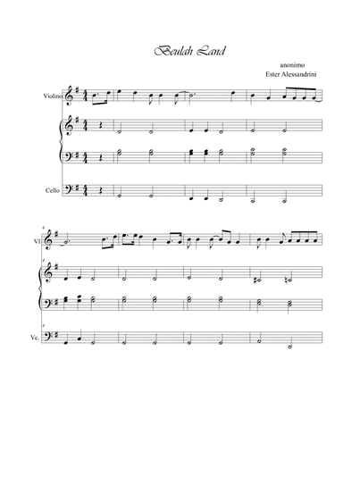 Beluah Land. Violin, piano and cello (arr. Ester Alessandrini)