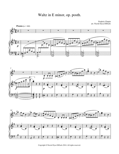 Chopin - Waltz in E minor op. posth. arr. for Piano and Violin, B.56 KK IVa/15 (arr. Nicole Elyse DiPaolo)