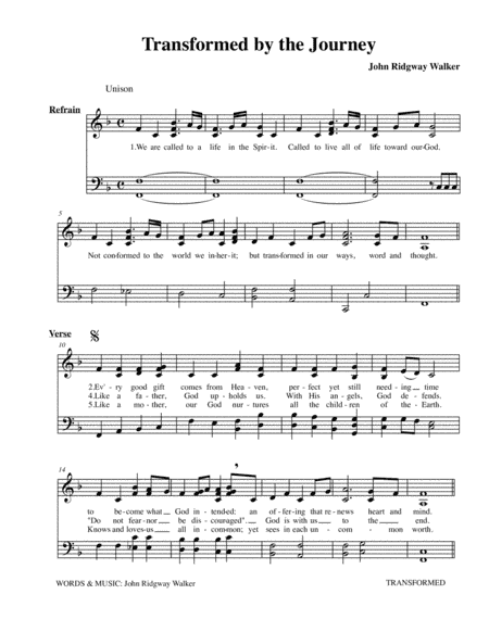 Transformed by the Journey (unison hymn with organ version)