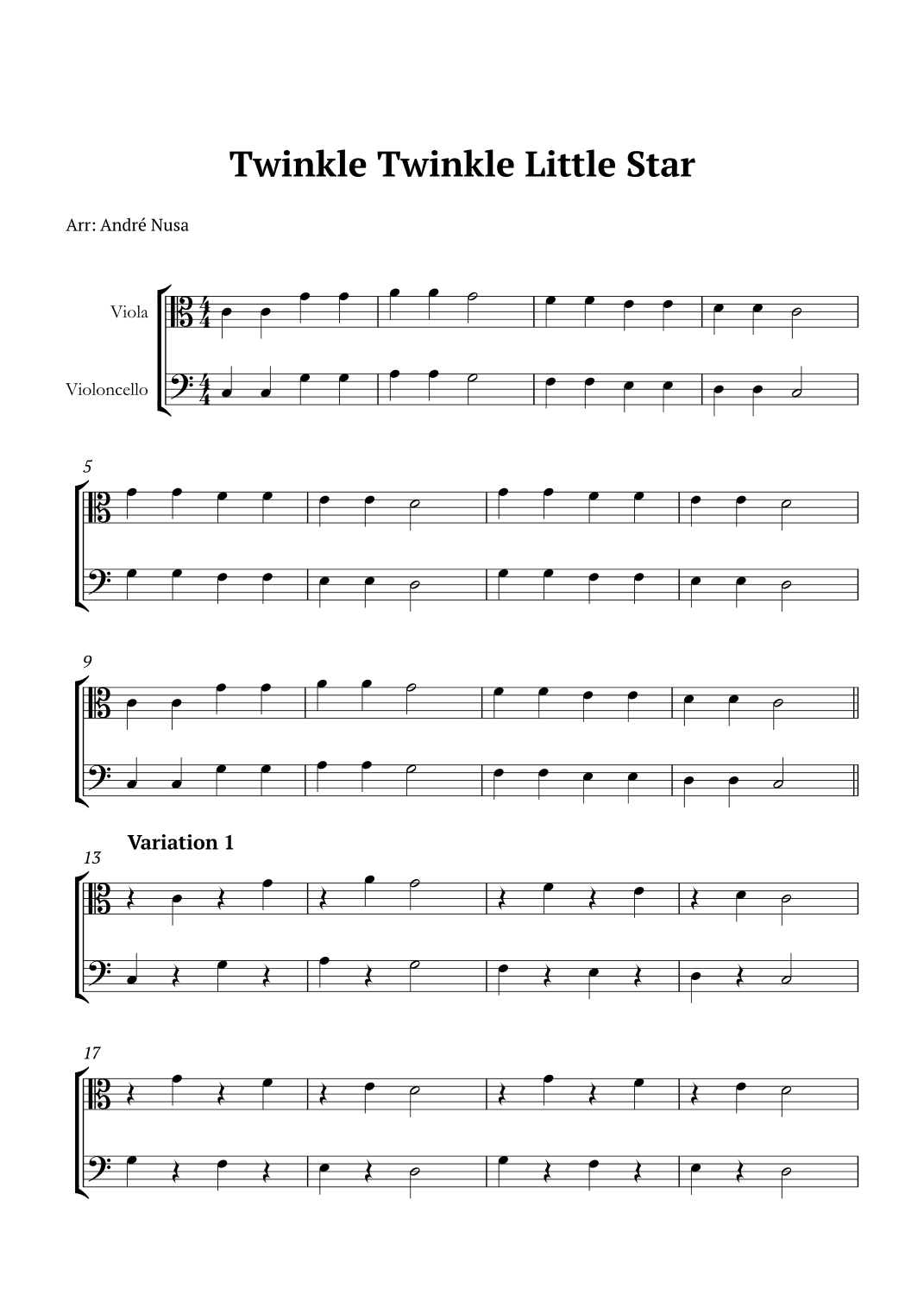 Twinkle Twinkle Little Star Variations (arr. André Nusa)