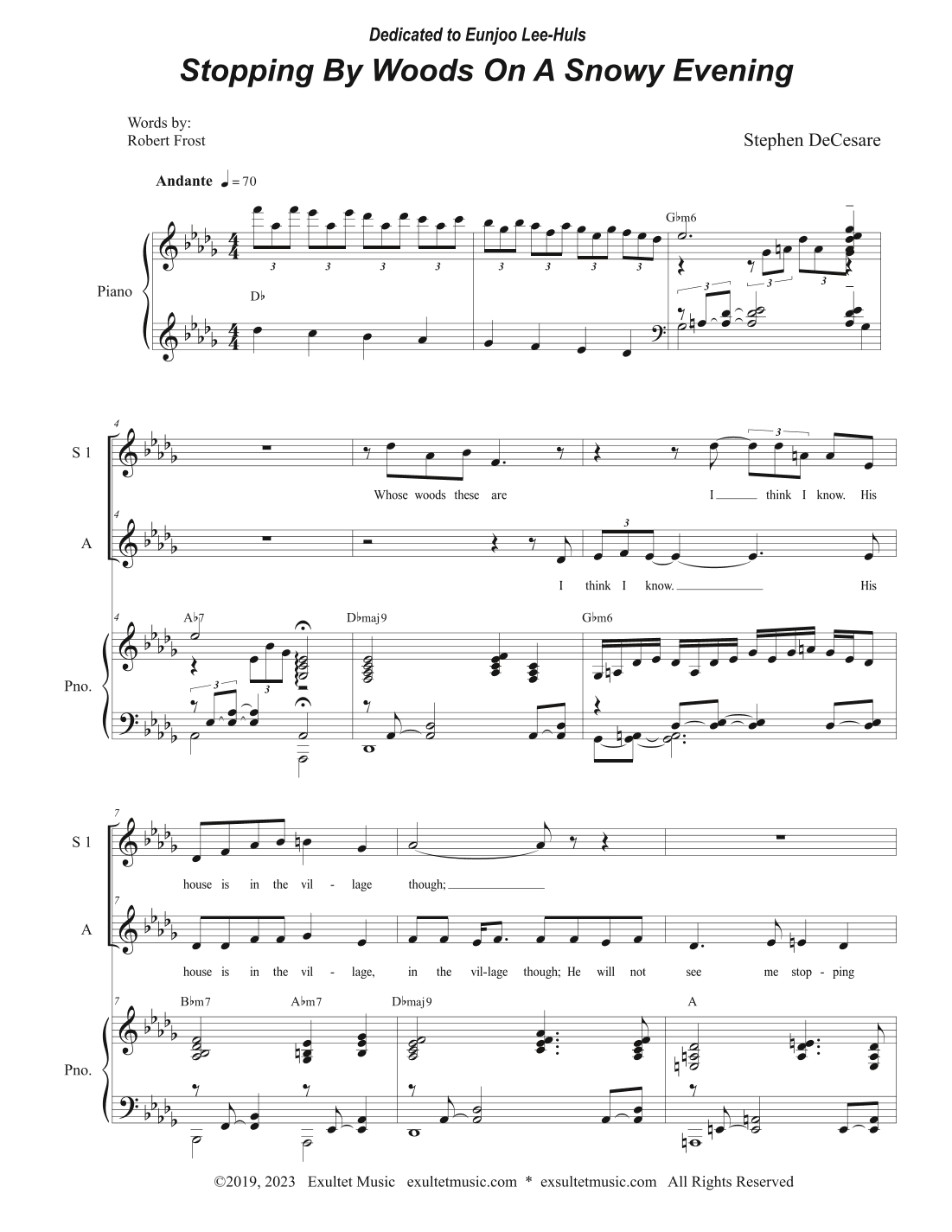 Stopping By Woods On A Snowy Evening (Vocal Trio - (SSA)