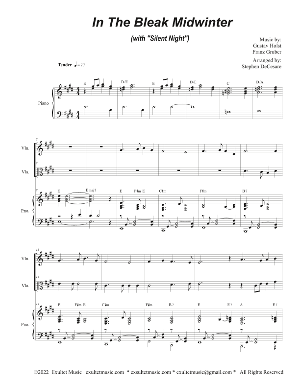 In The Bleak Midwinter (with "Silent Night") (Duet for Violin and Viola) (arr. Stephen DeCesare)